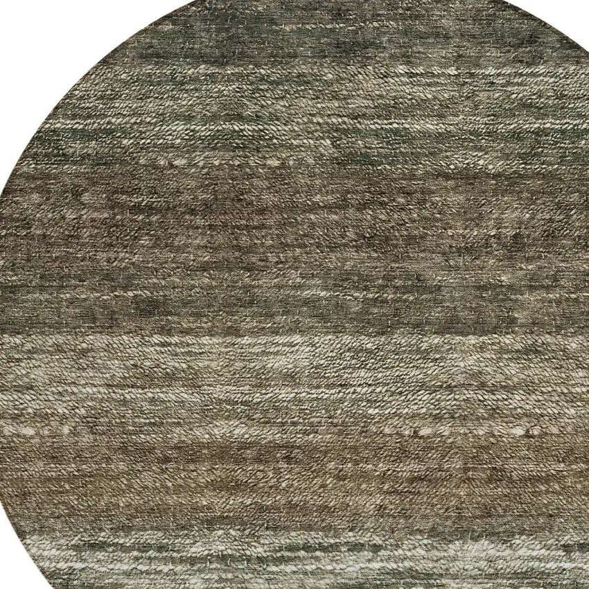 8' Brown Beige And Tan Round Ombre Washable Indoor Outdoor Area Rug Photo 4