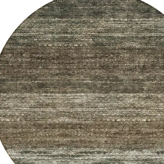 8' Brown Beige And Tan Round Ombre Washable Indoor Outdoor Area Rug Photo 4