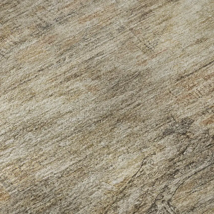 8' Brown Beige And Taupe Abstract Geometric Washable Round Rug With UV Protection Photo 8