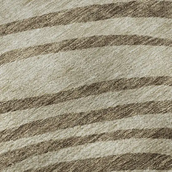 8' Brown Beige And Taupe Abstract Washable Round Rug With UV Protection Photo 9