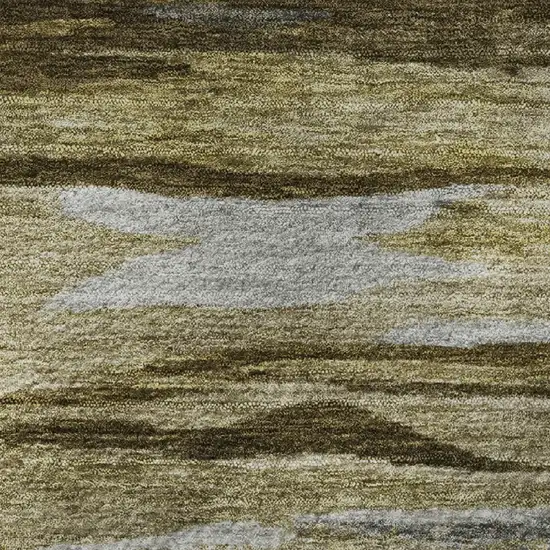 8' Brown Beige And Taupe Abstract Washable Round Rug With UV Protection Photo 9