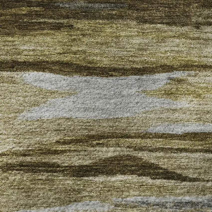 8' Brown Beige And Taupe Abstract Washable Round Rug With UV Protection Photo 9