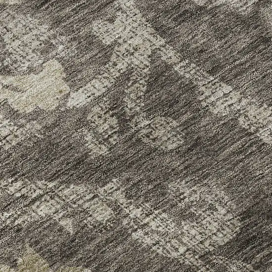 8' Brown Beige And Taupe Floral Washable Round Rug With UV Protection Photo 9