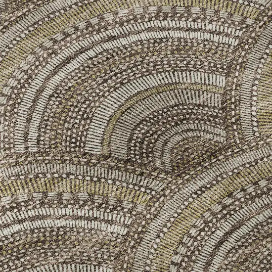 8' Brown Beige And Taupe Geometric Washable Round Rug With UV Protection Photo 8