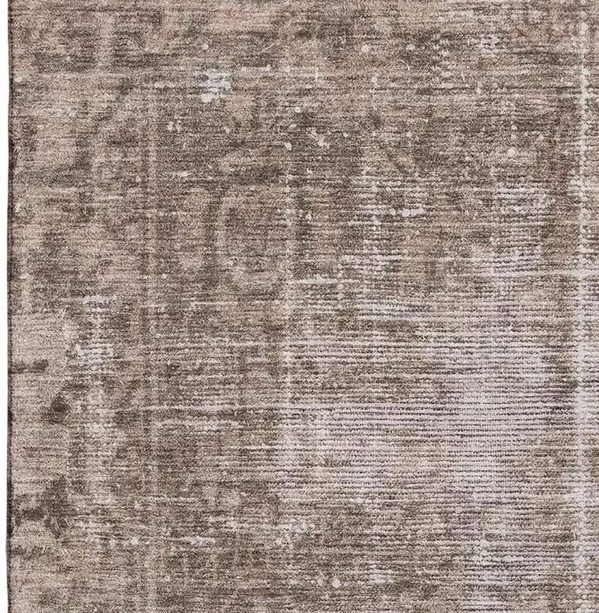 8' Brown Beige And Taupe Oriental Washable Area Rug With UV Protection Photo 3