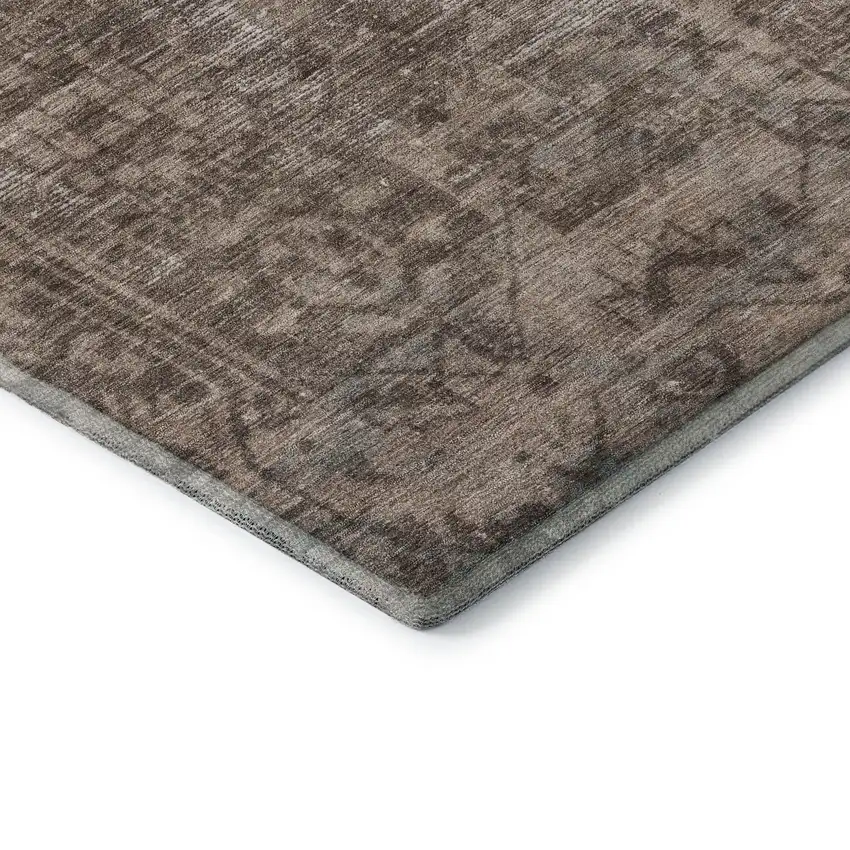 8' Brown Beige And Taupe Oriental Washable Area Rug With UV Protection Photo 7