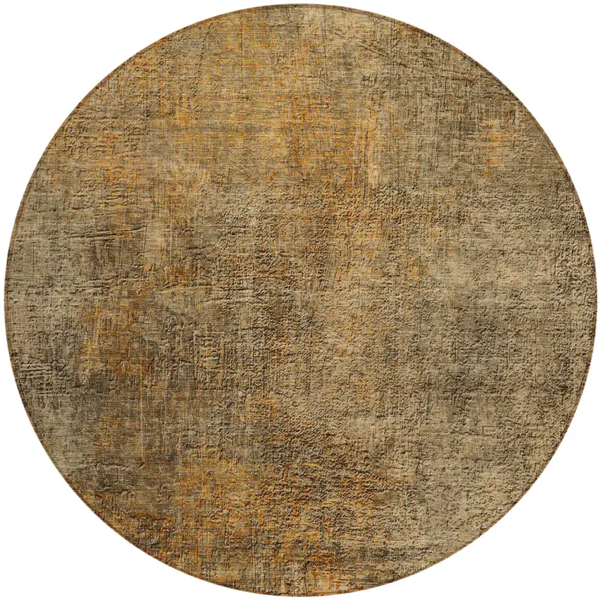 8' Brown Beige And Taupe Round Abstract Washable Indoor Outdoor Area Rug Photo 2