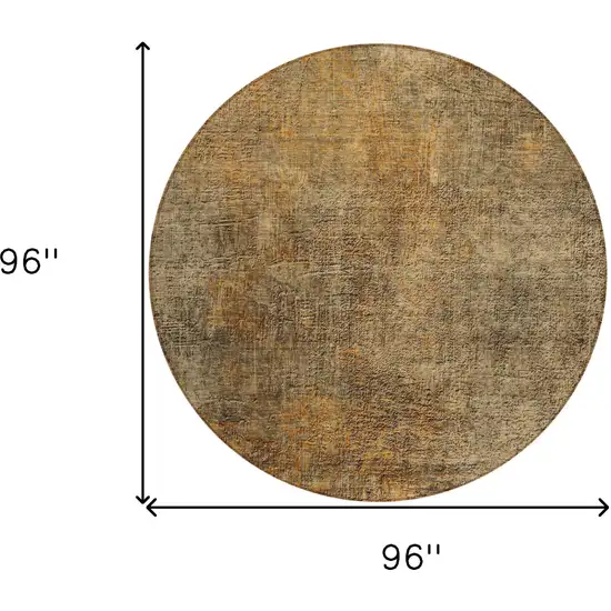 8' Brown Beige And Taupe Round Abstract Washable Indoor Outdoor Area Rug Photo 3