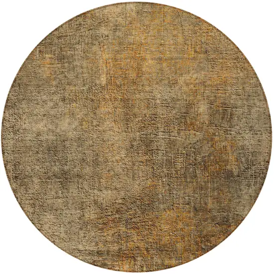 8' Brown Beige And Taupe Round Abstract Washable Indoor Outdoor Area Rug Photo 5