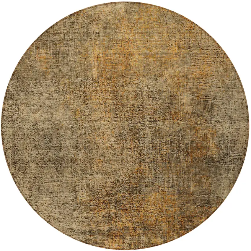 8' Brown Beige And Taupe Round Abstract Washable Indoor Outdoor Area Rug Photo 5
