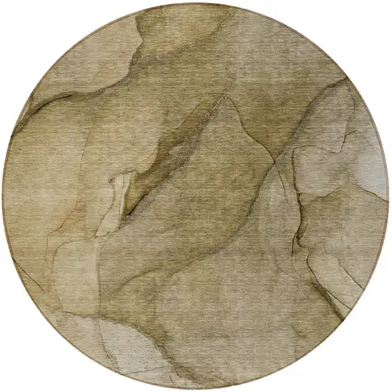 8' Brown Beige And Taupe Round Abstract Washable Indoor Outdoor Area Rug Photo 4