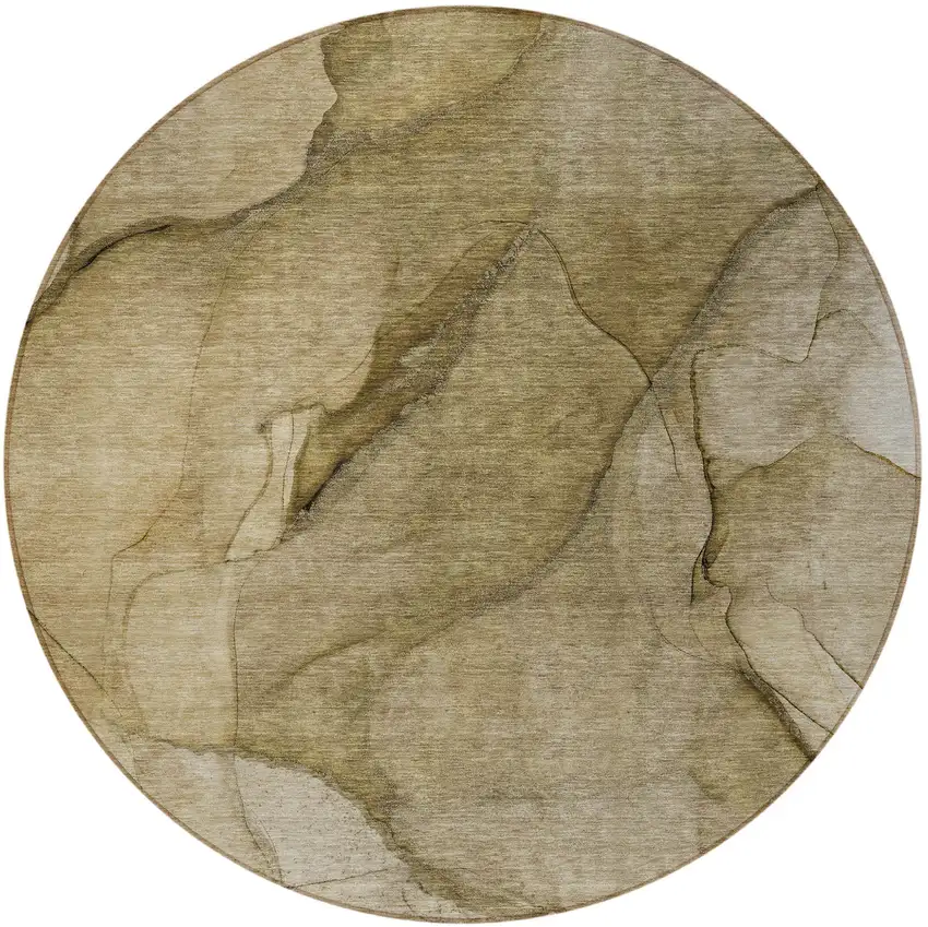 8' Brown Beige And Taupe Round Abstract Washable Indoor Outdoor Area Rug Photo 4