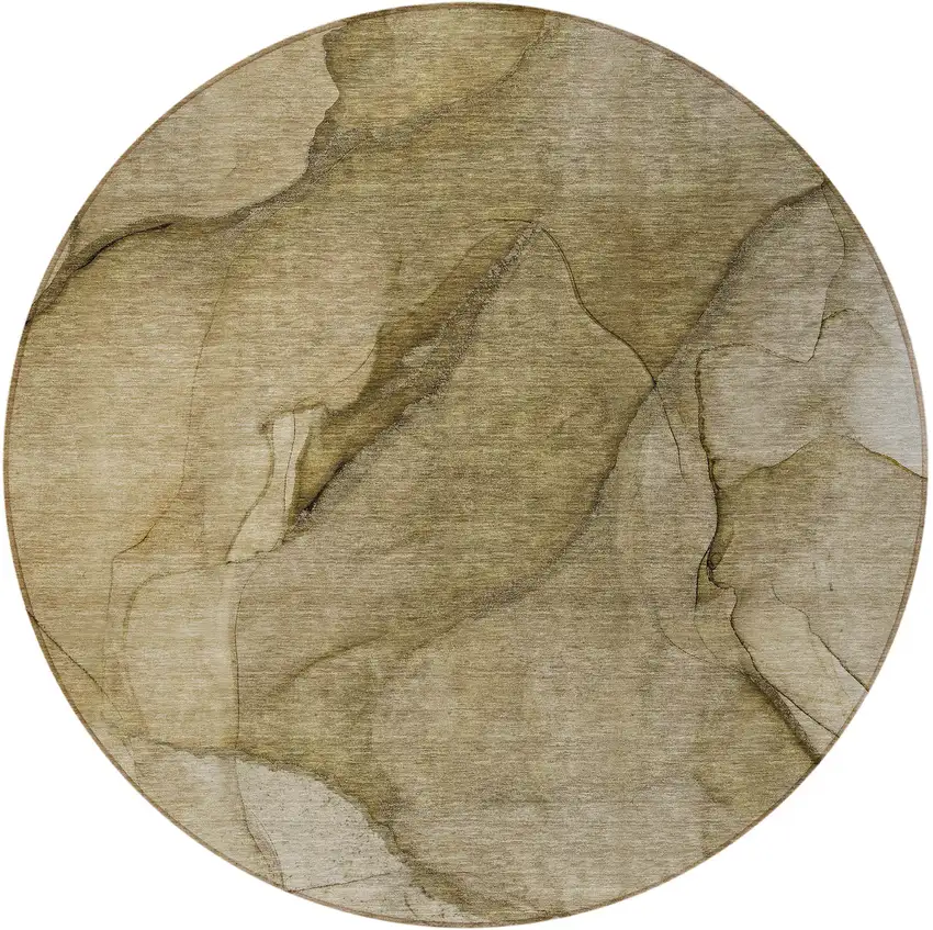8' Brown Beige And Taupe Round Abstract Washable Indoor Outdoor Area Rug Photo 4