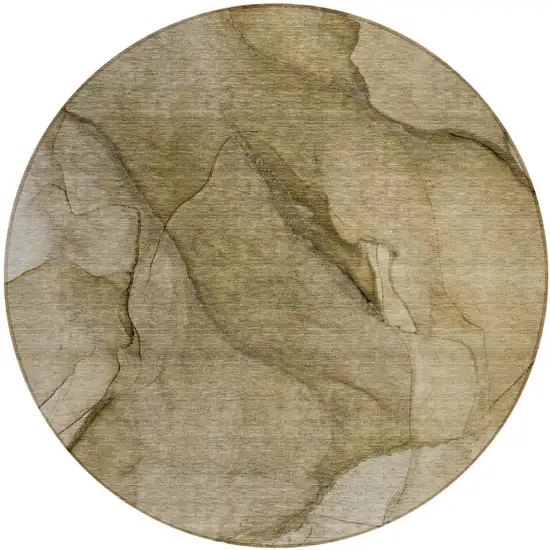 8' Brown Beige And Taupe Round Abstract Washable Indoor Outdoor Area Rug Photo 2