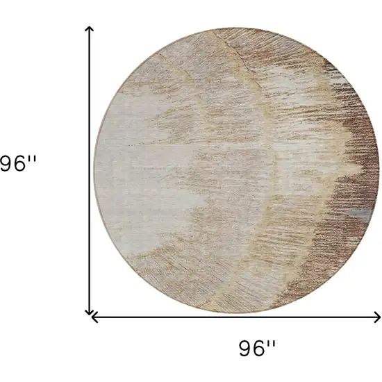 8' Brown Beige And Taupe Round Abstract Washable Indoor Outdoor Area Rug Photo 3