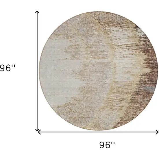 8' Brown Beige And Taupe Round Abstract Washable Indoor Outdoor Area Rug Photo 3