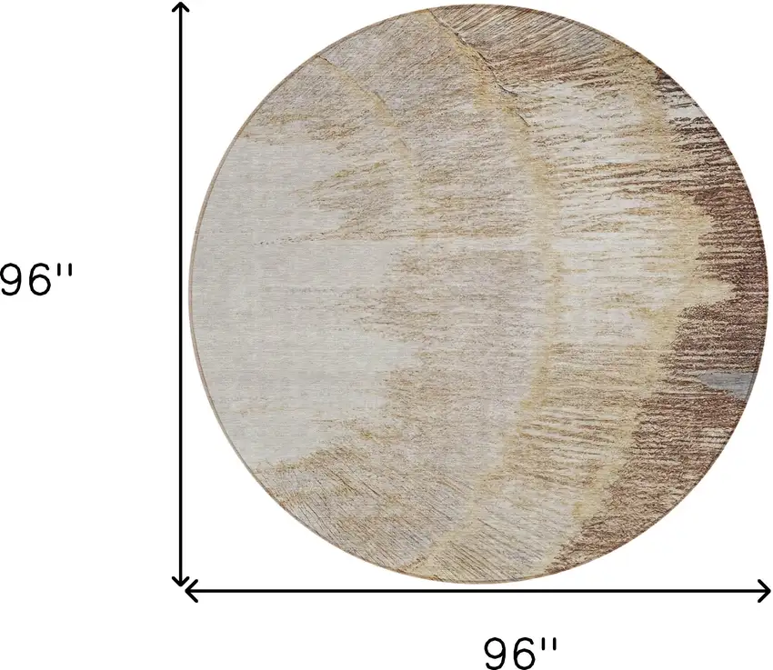 8' Brown Beige And Taupe Round Abstract Washable Indoor Outdoor Area Rug Photo 3