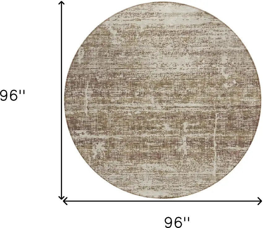 8' Brown Beige And Taupe Round Abstract Washable Indoor Outdoor Area Rug Photo 8