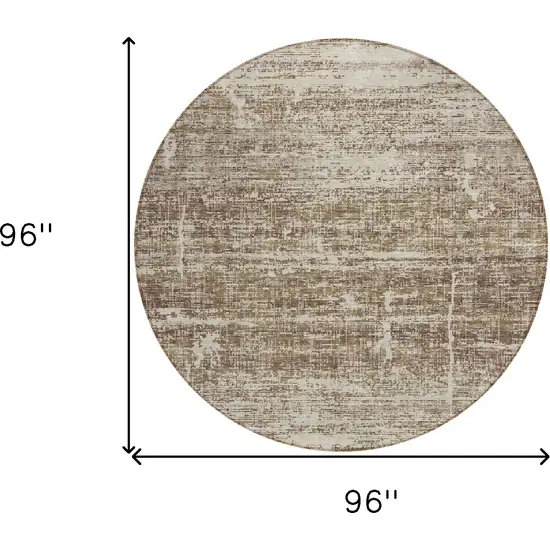 8' Brown Beige And Taupe Round Abstract Washable Indoor Outdoor Area Rug Photo 8