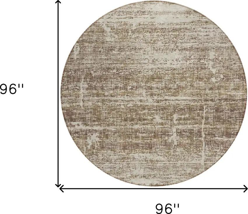 8' Brown Beige And Taupe Round Abstract Washable Indoor Outdoor Area Rug Photo 8
