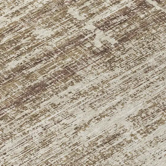 8' Brown Beige And Taupe Round Abstract Washable Indoor Outdoor Area Rug Photo 9