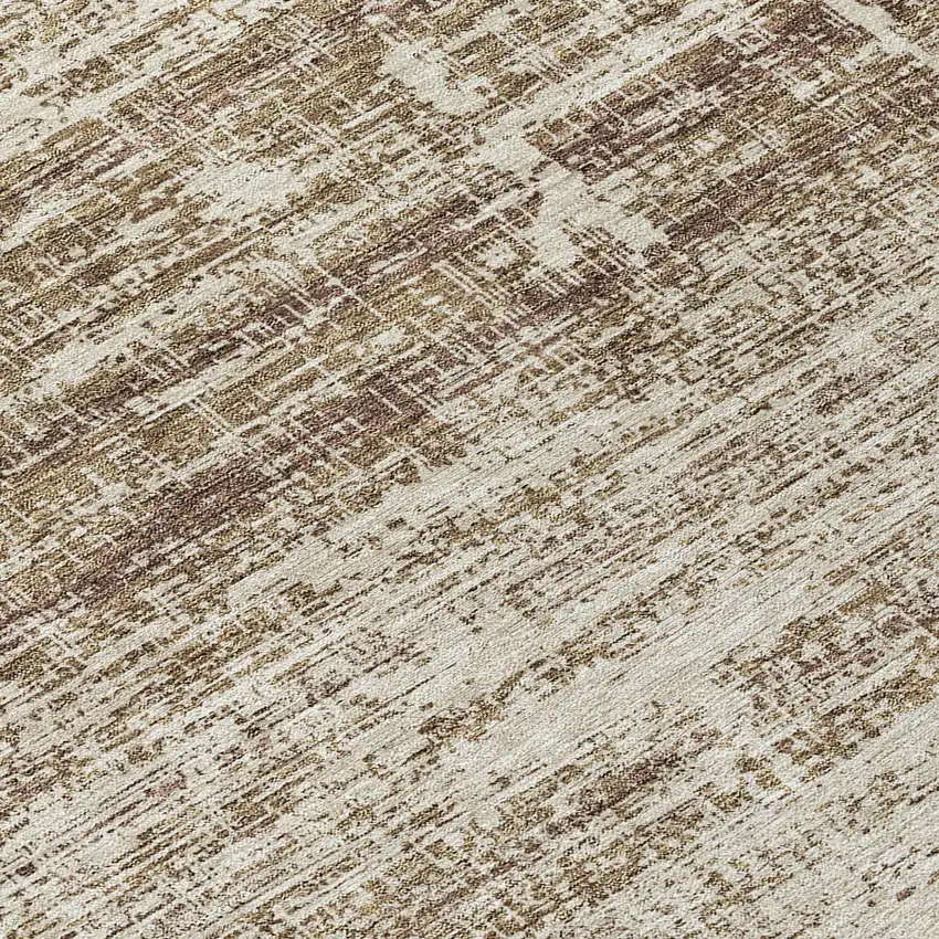 8' Brown Beige And Taupe Round Abstract Washable Indoor Outdoor Area Rug Photo 9
