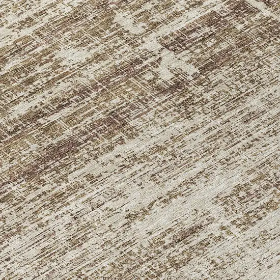 8' Brown Beige And Taupe Round Abstract Washable Indoor Outdoor Area Rug Photo 9