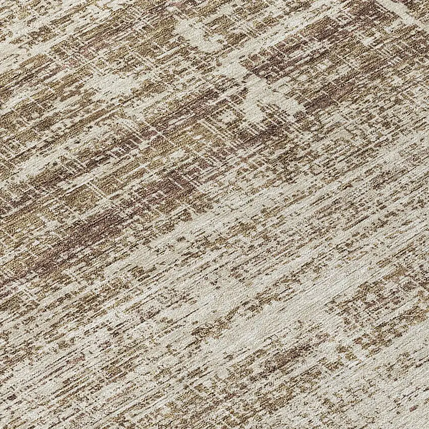 8' Brown Beige And Taupe Round Abstract Washable Indoor Outdoor Area Rug Photo 9