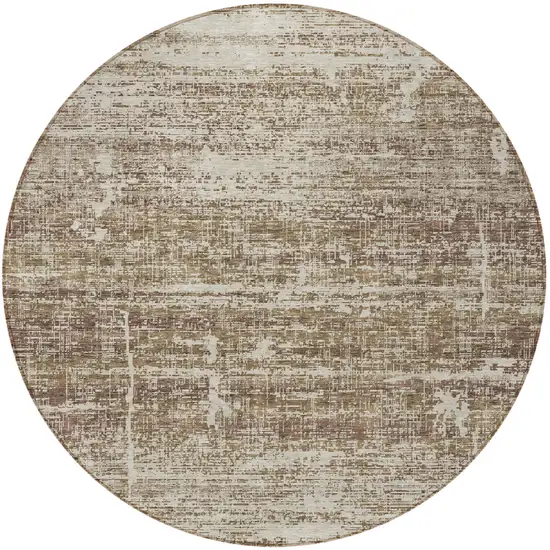 8' Brown Beige And Taupe Round Abstract Washable Indoor Outdoor Area Rug Photo 5