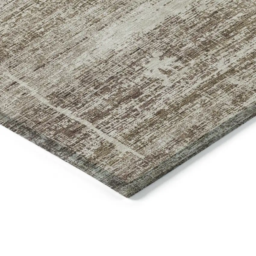 8' Brown Beige And Taupe Round Abstract Washable Indoor Outdoor Area Rug Photo 3