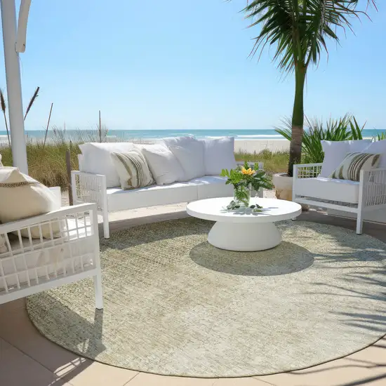 8' Brown Beige And Taupe Round Abstract Washable Indoor Outdoor Area Rug Photo 6