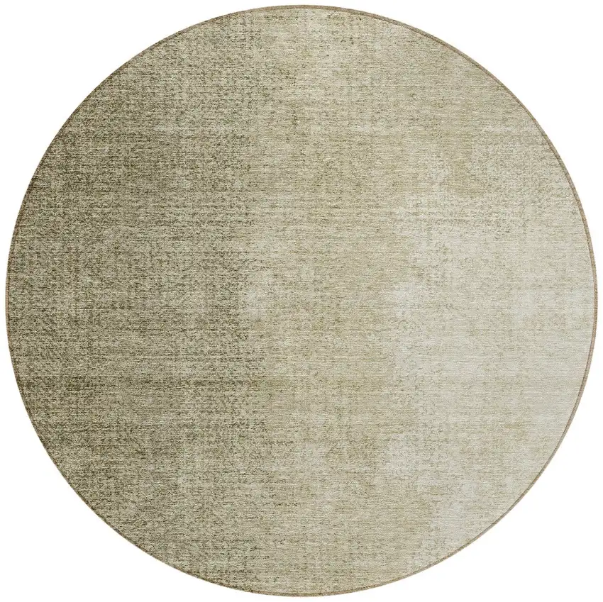 8' Brown Beige And Taupe Round Abstract Washable Indoor Outdoor Area Rug Photo 5