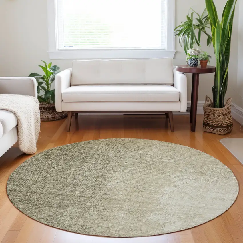 8' Brown Beige And Taupe Round Abstract Washable Indoor Outdoor Area Rug Photo 7