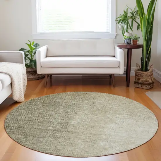8' Brown Beige And Taupe Round Abstract Washable Indoor Outdoor Area Rug Photo 7