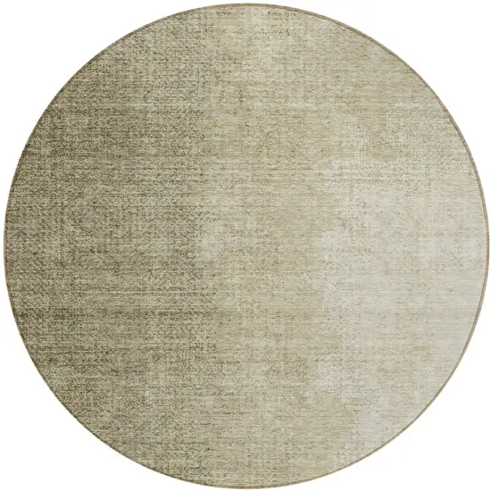 8' Brown Beige And Taupe Round Abstract Washable Indoor Outdoor Area Rug Photo 2