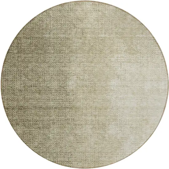 8' Brown Beige And Taupe Round Abstract Washable Indoor Outdoor Area Rug Photo 2