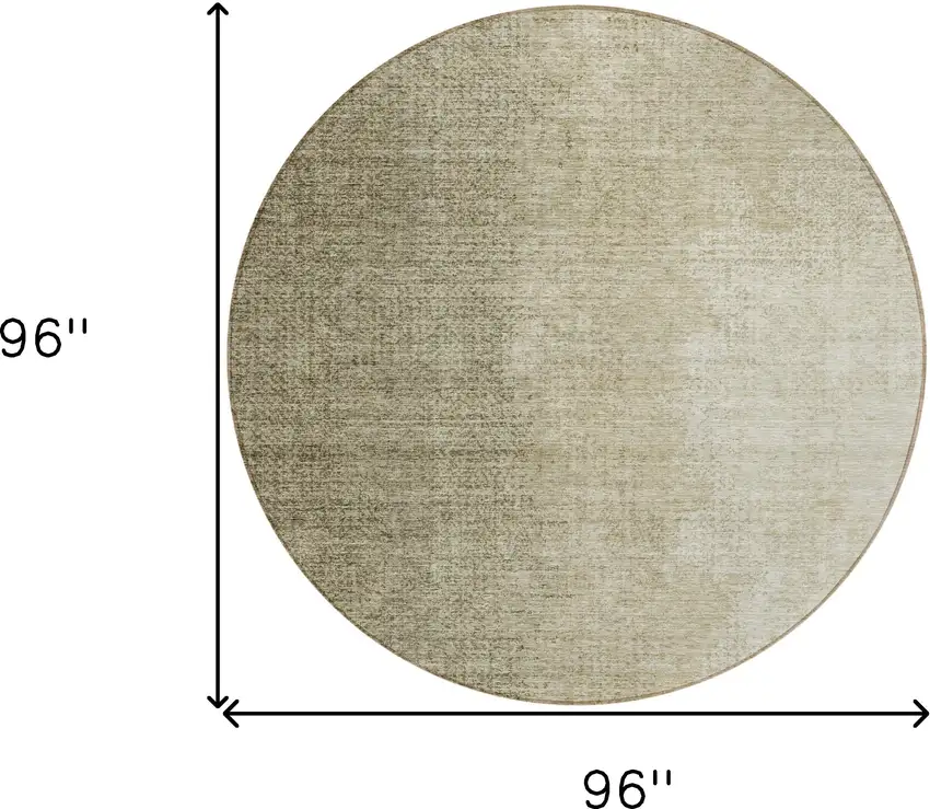8' Brown Beige And Taupe Round Abstract Washable Indoor Outdoor Area Rug Photo 3