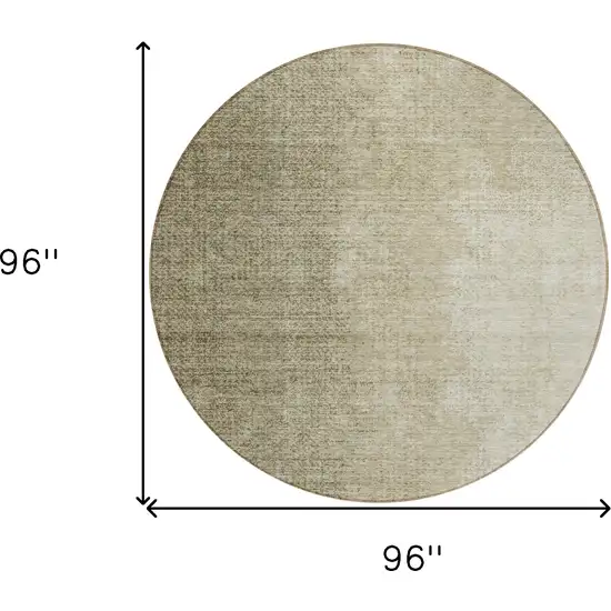 8' Brown Beige And Taupe Round Abstract Washable Indoor Outdoor Area Rug Photo 3