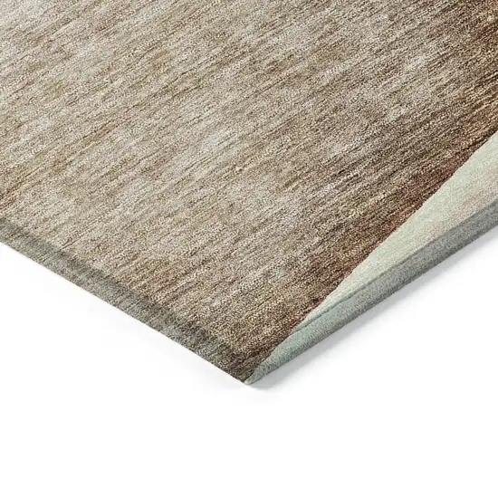 8' Brown Beige And Taupe Round Floral Washable Indoor Outdoor Area Rug Photo 2