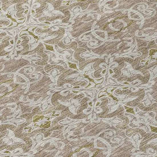 8' Brown Beige And Taupe Round Medallion Washable Indoor Outdoor Area Rug Photo 7