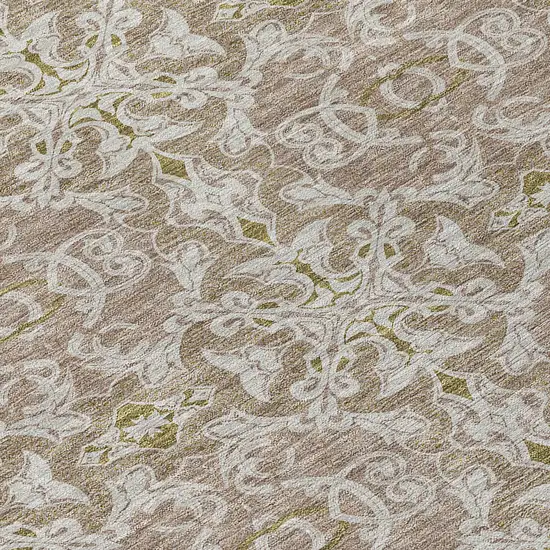 8' Brown Beige And Taupe Round Medallion Washable Indoor Outdoor Area Rug Photo 7