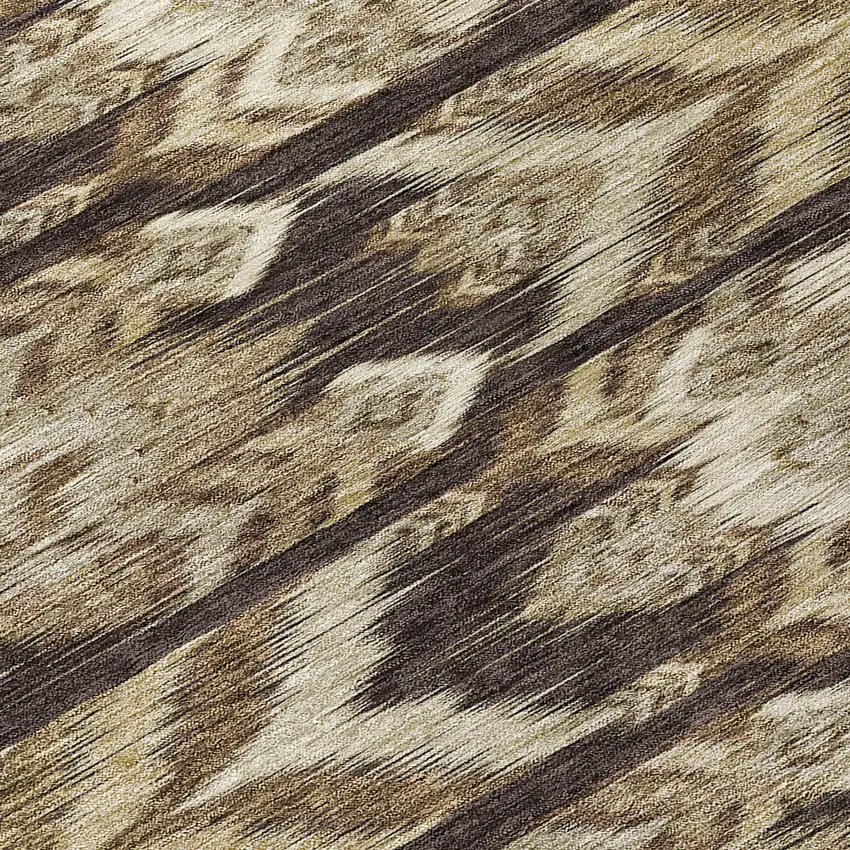 8' Brown Beige And Taupe Round Southwestern Washable Indoor Outdoor Area Rug Photo 8