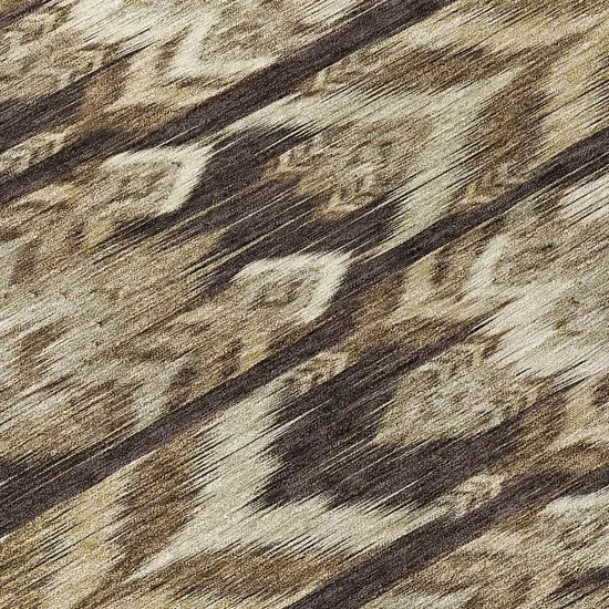 8' Brown Beige And Taupe Round Southwestern Washable Indoor Outdoor Area Rug Photo 8