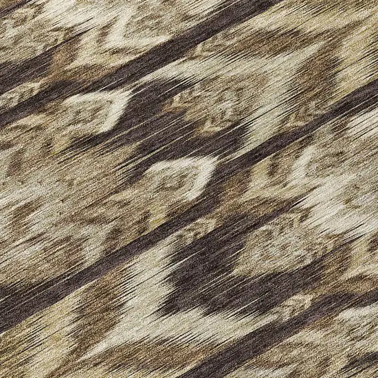 8' Brown Beige And Taupe Round Southwestern Washable Indoor Outdoor Area Rug Photo 8
