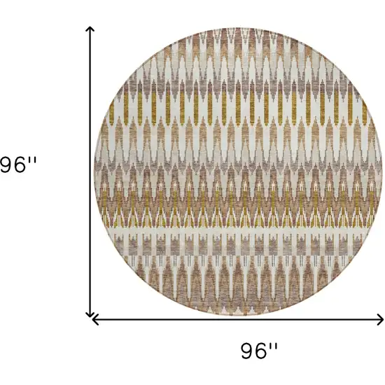 8' Brown Beige And Taupe Round Southwestern Washable Indoor Outdoor Area Rug Photo 3