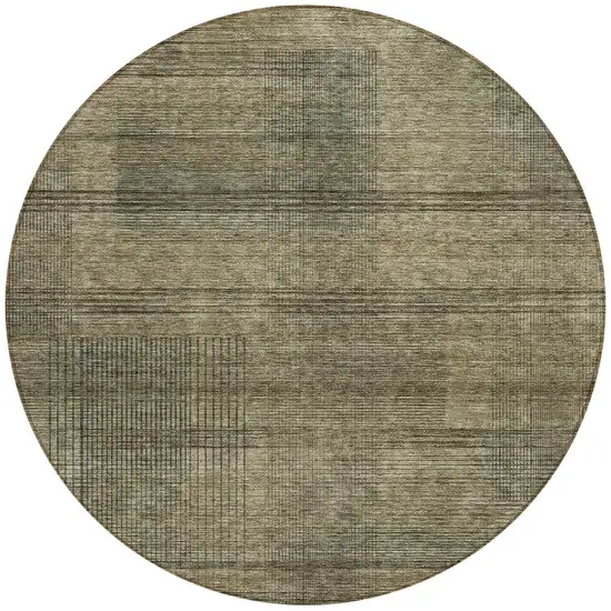 8' Brown Beige And Taupe Round Striped Washable Indoor Outdoor Area Rug Photo 5