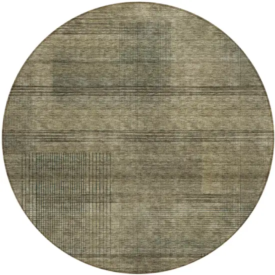 8' Brown Beige And Taupe Round Striped Washable Indoor Outdoor Area Rug Photo 2