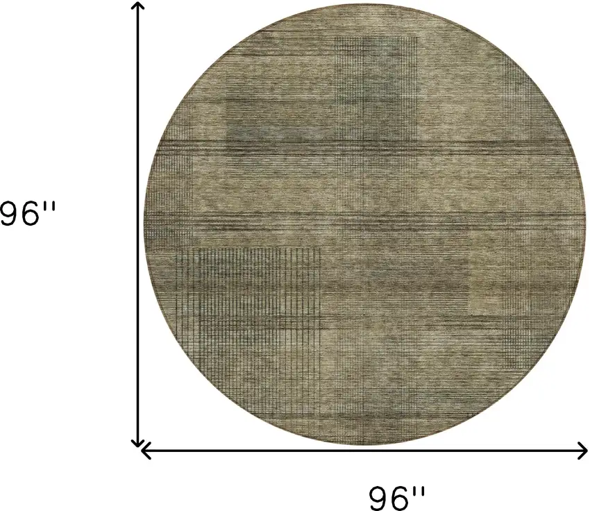 8' Brown Beige And Taupe Round Striped Washable Indoor Outdoor Area Rug Photo 3