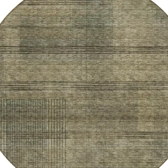 8' Brown Beige And Taupe Round Striped Washable Indoor Outdoor Area Rug Photo 4