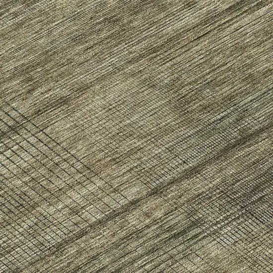 8' Brown Beige And Taupe Round Striped Washable Indoor Outdoor Area Rug Photo 8